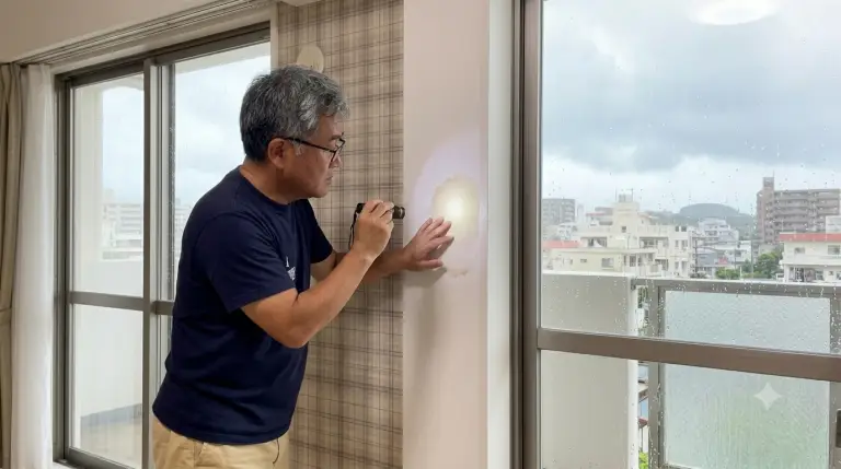 窓の周辺から水がしみていないか